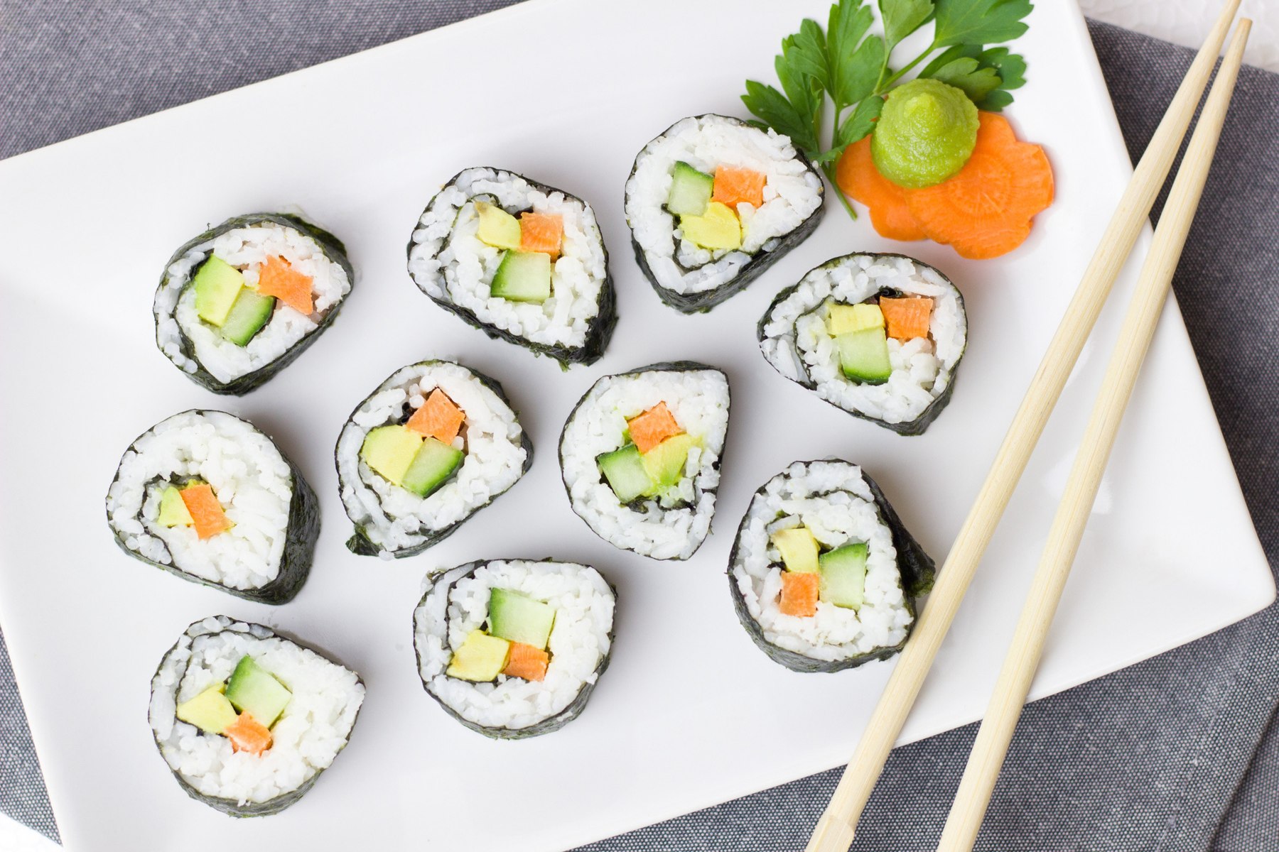 Sushi selection featured in the Royex magazine